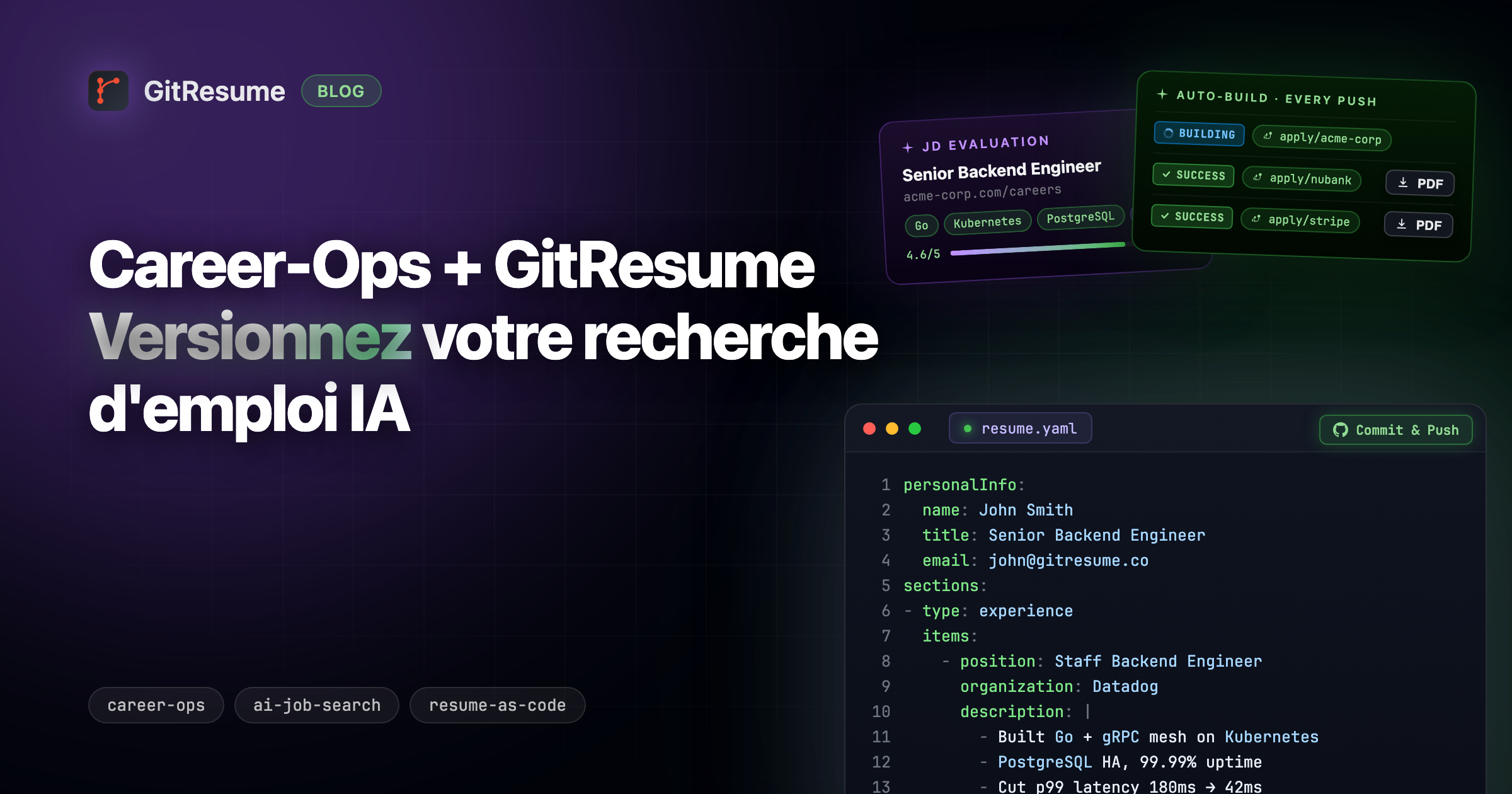 Career-Ops + GitResume : versionnez votre recherche d'emploi IA