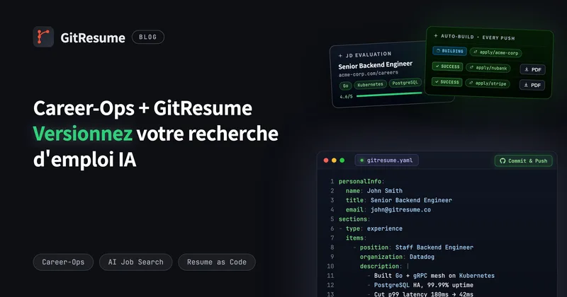 Career-Ops + GitResume : versionnez votre recherche d'emploi IA