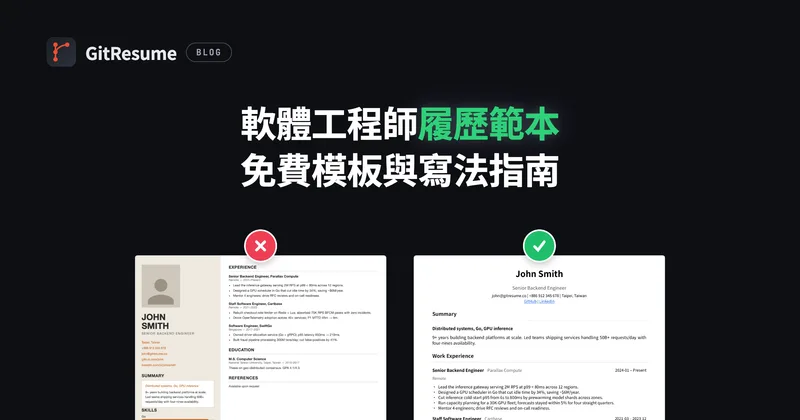 軟體工程師履歷範本：免費模板與寫法指南（2026）